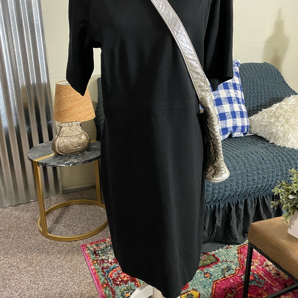 Talbots Black Ponte Knit Shift Dress 12